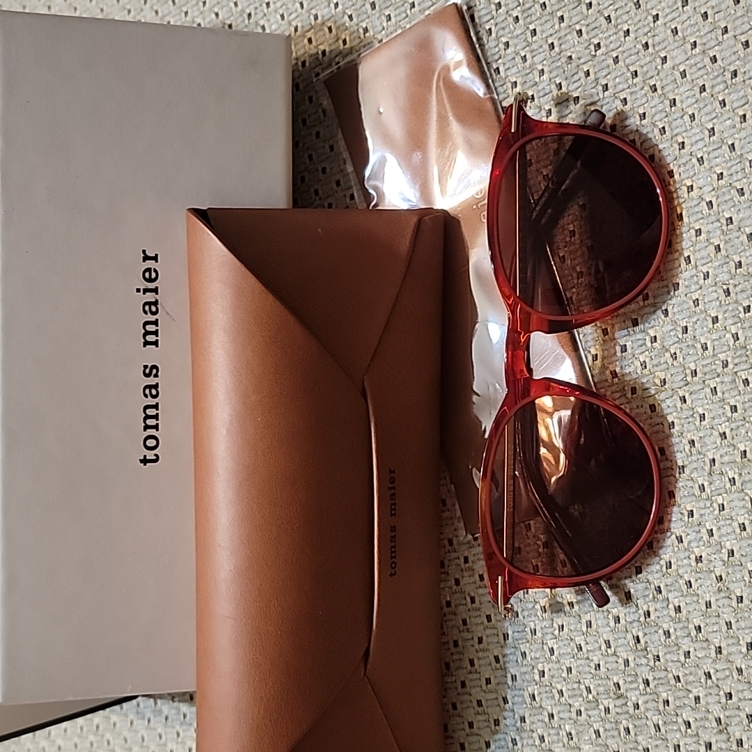 Nwb Tomas Maier "Eye Rims 007" Round Red Gold/Brown Sunglasses 50-21-145